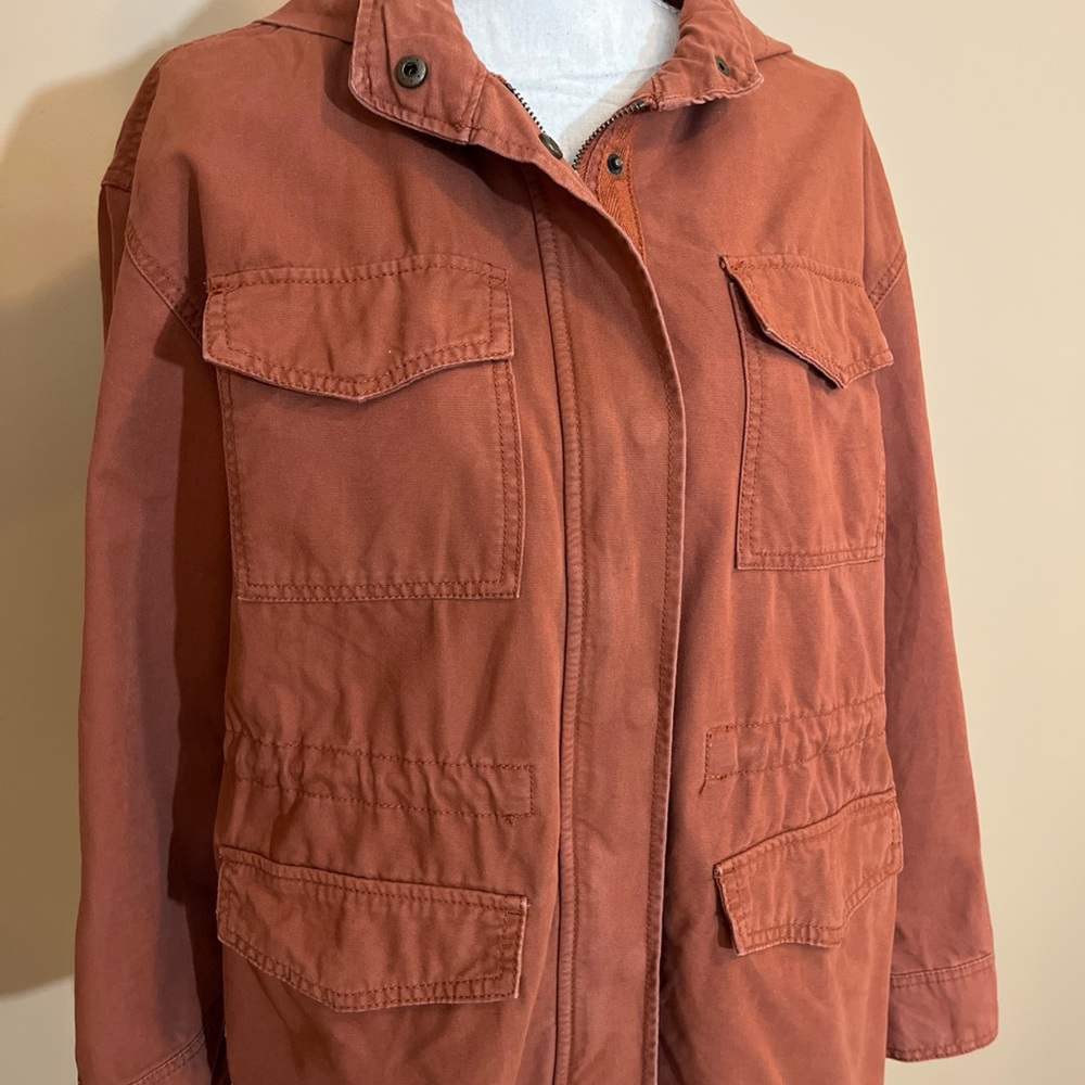 Universal Thread Burnt Orange Hooded Utility Jack… - image 2